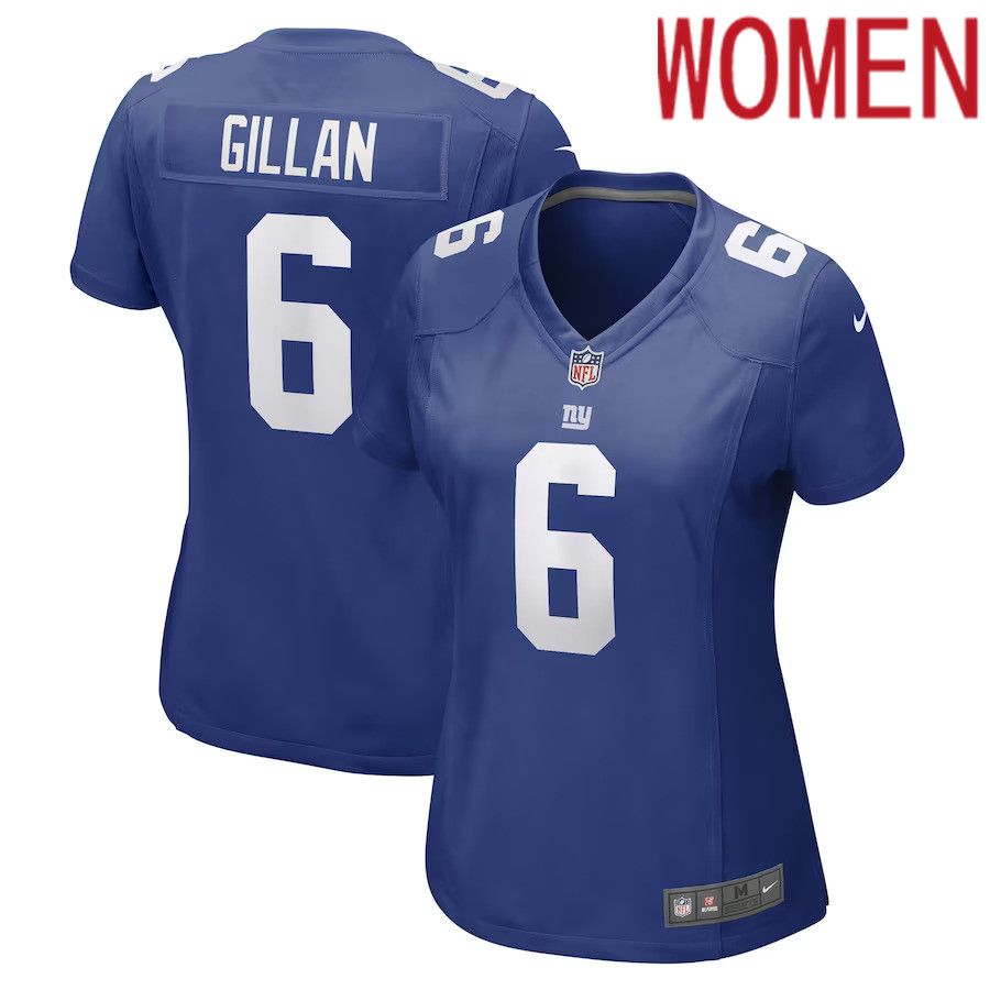 Women New York Giants 6 Jamie Gillan Nike Royal Game Player NFL Jersey